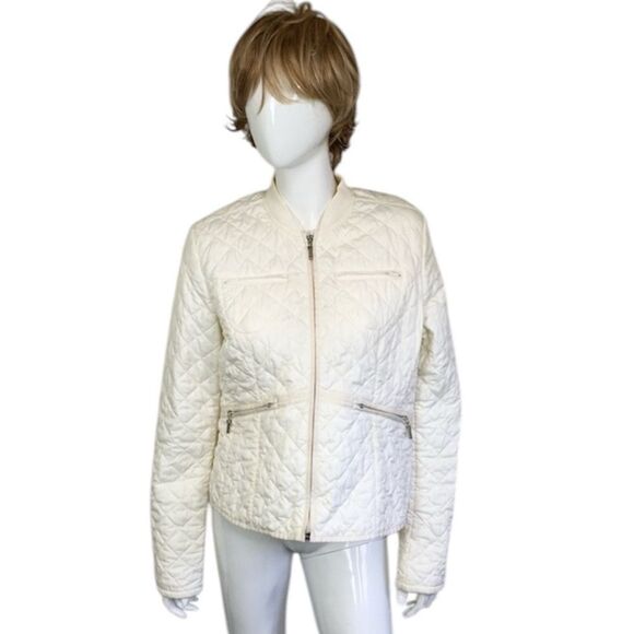 Ralph Lauren Polo Jeans Women's Cream 4 Pocket Full Zip Quilted Jacket Size XL - Picture 1 of 17